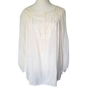 NWOT Old Navy Women's Plus Feminine Boho Scoop Neck Flowy Floral Blouse Cream 1X